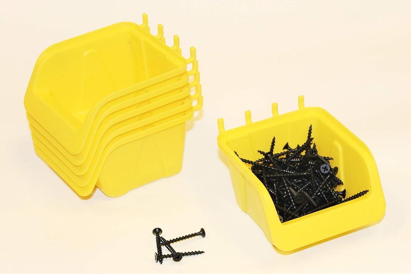 WallPeg Pegboard Organizer Bins – Durable Wall Organizer to Arrange Tools and Hardware for Peg Boards in Home, Garage, and Office (12 Count Medium Yellow Bins) - Image 5